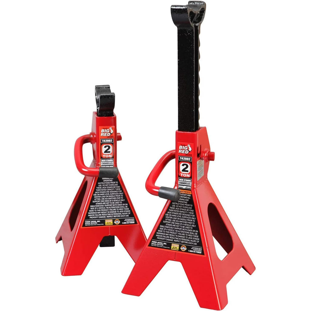 Big Red Steel Jack Stands: 2 Ton (4,000 lb) Capacity Car Jack Stand, Red, 1 Pair