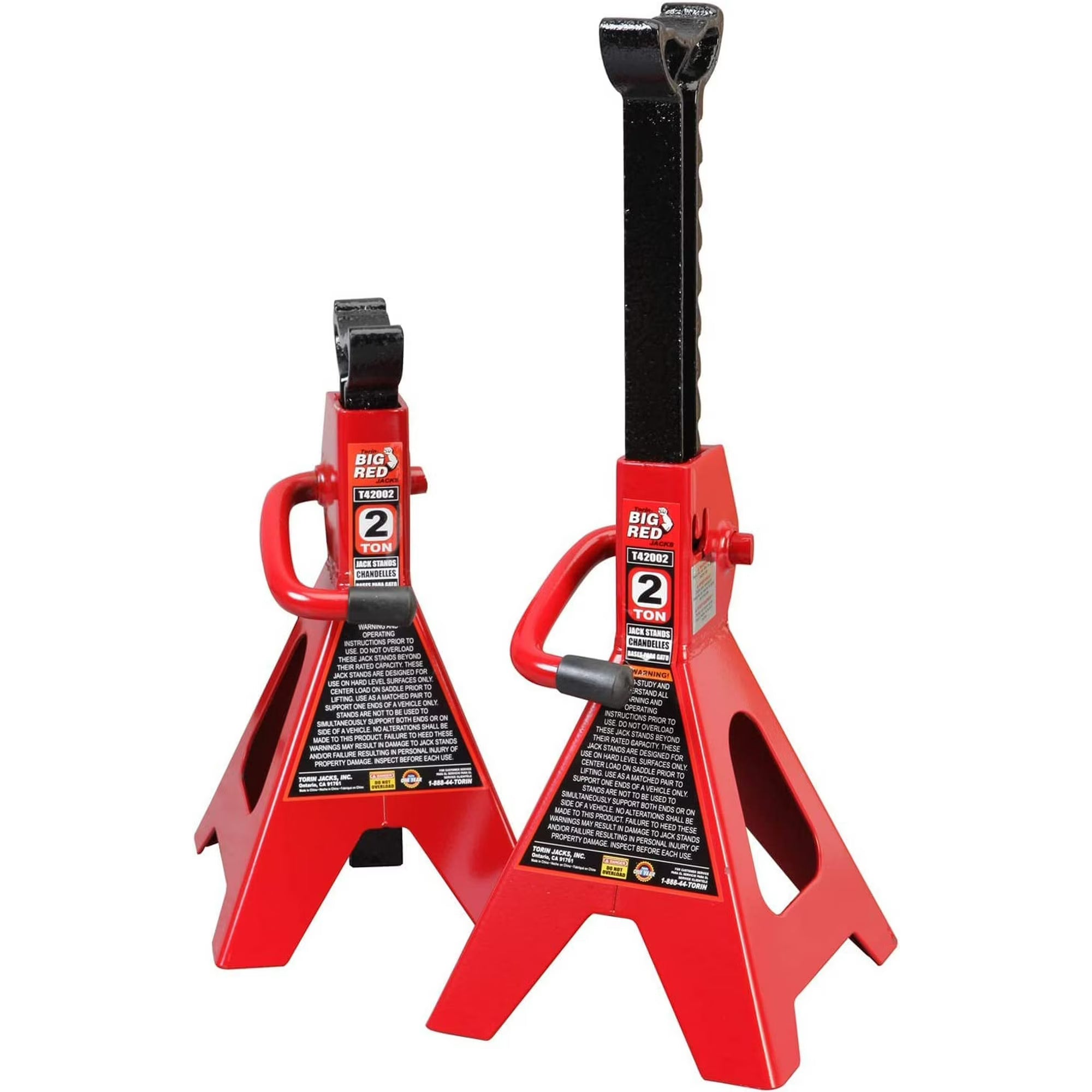 Big Red Steel Jack Stands: 2 Ton (4,000 lb) Capacity Car Jack Stand, Red, 1 Pair