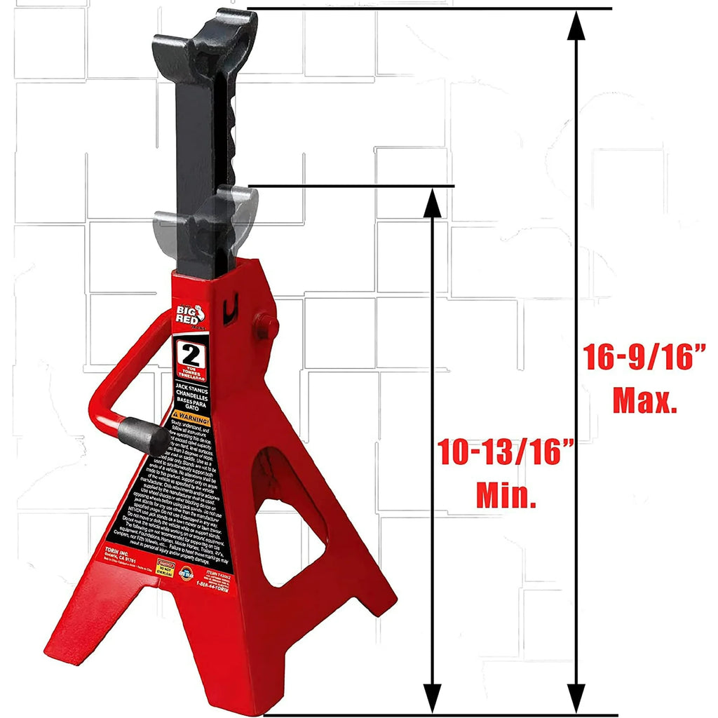 Big Red Steel Jack Stands: 2 Ton (4,000 lb) Capacity Car Jack Stand, Red, 1 Pair