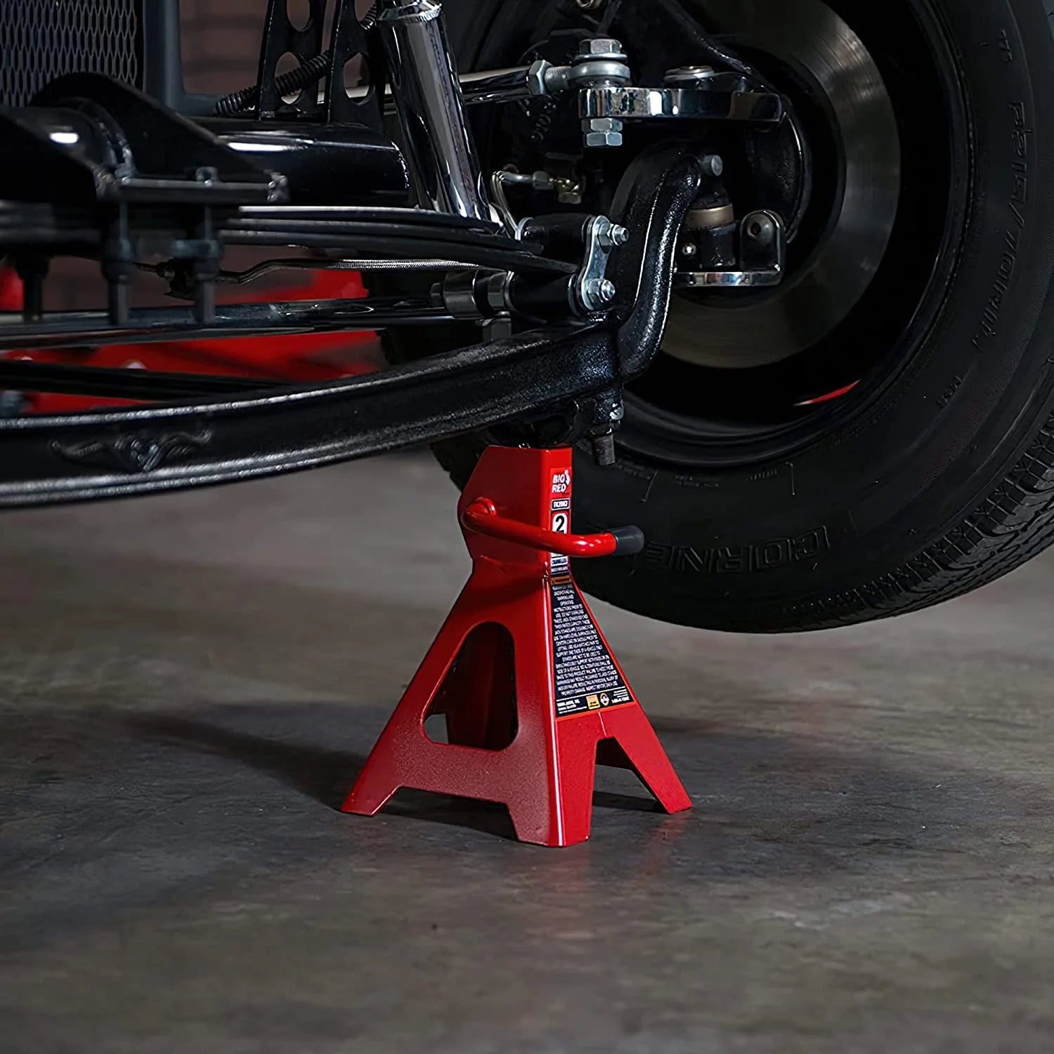 Big Red Steel Jack Stands: 2 Ton (4,000 lb) Capacity Car Jack Stand, Red, 1 Pair