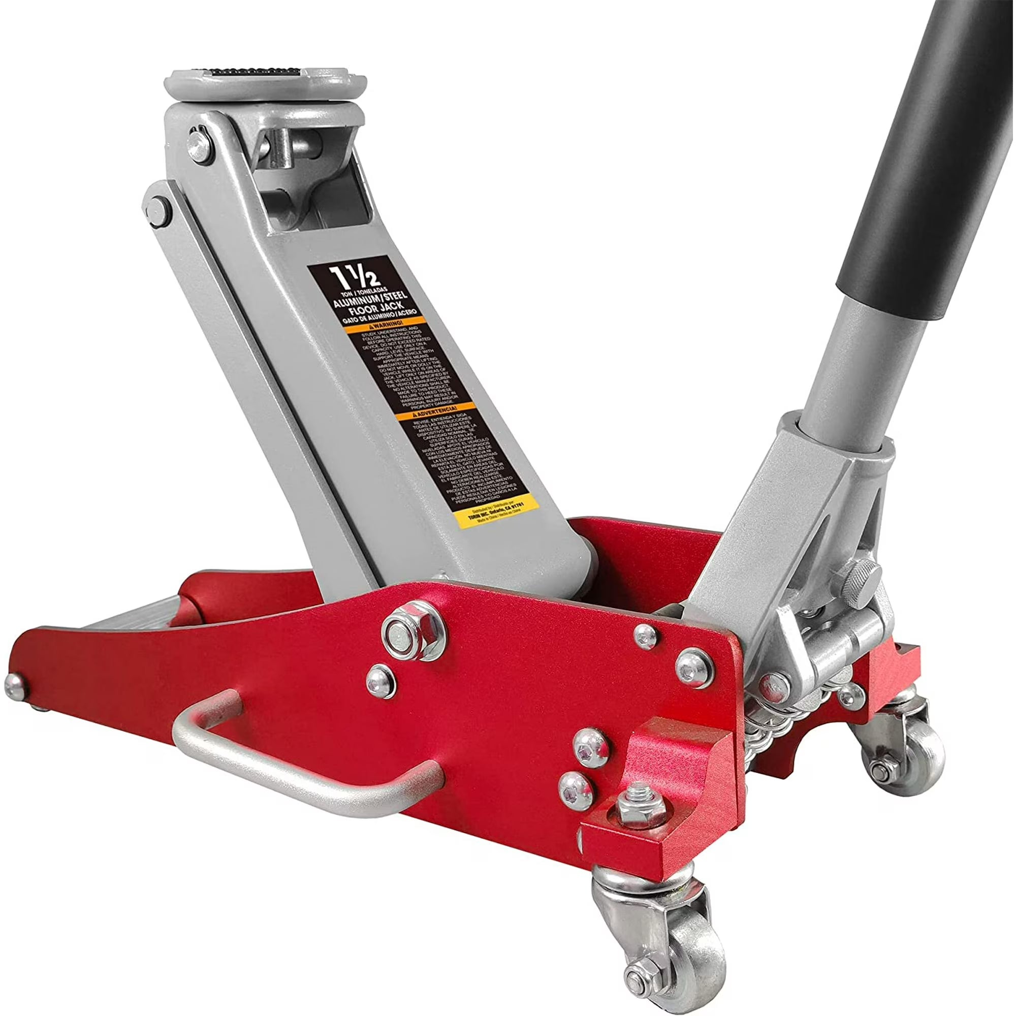 Big Red 1.5 Ton Floor Jack Aluminum and Steel Hydraulic Low Profile Car Jack Quick Lift (3,000 lb) Capacity,Red