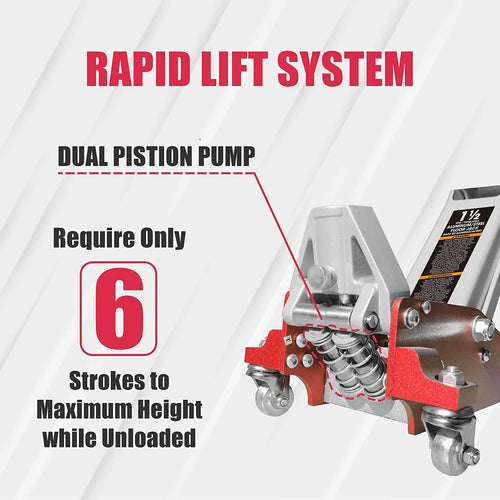 Big Red 1.5 Ton Floor Jack Aluminum and Steel Hydraulic Low Profile Car Jack Quick Lift (3,000 lb) Capacity,Red