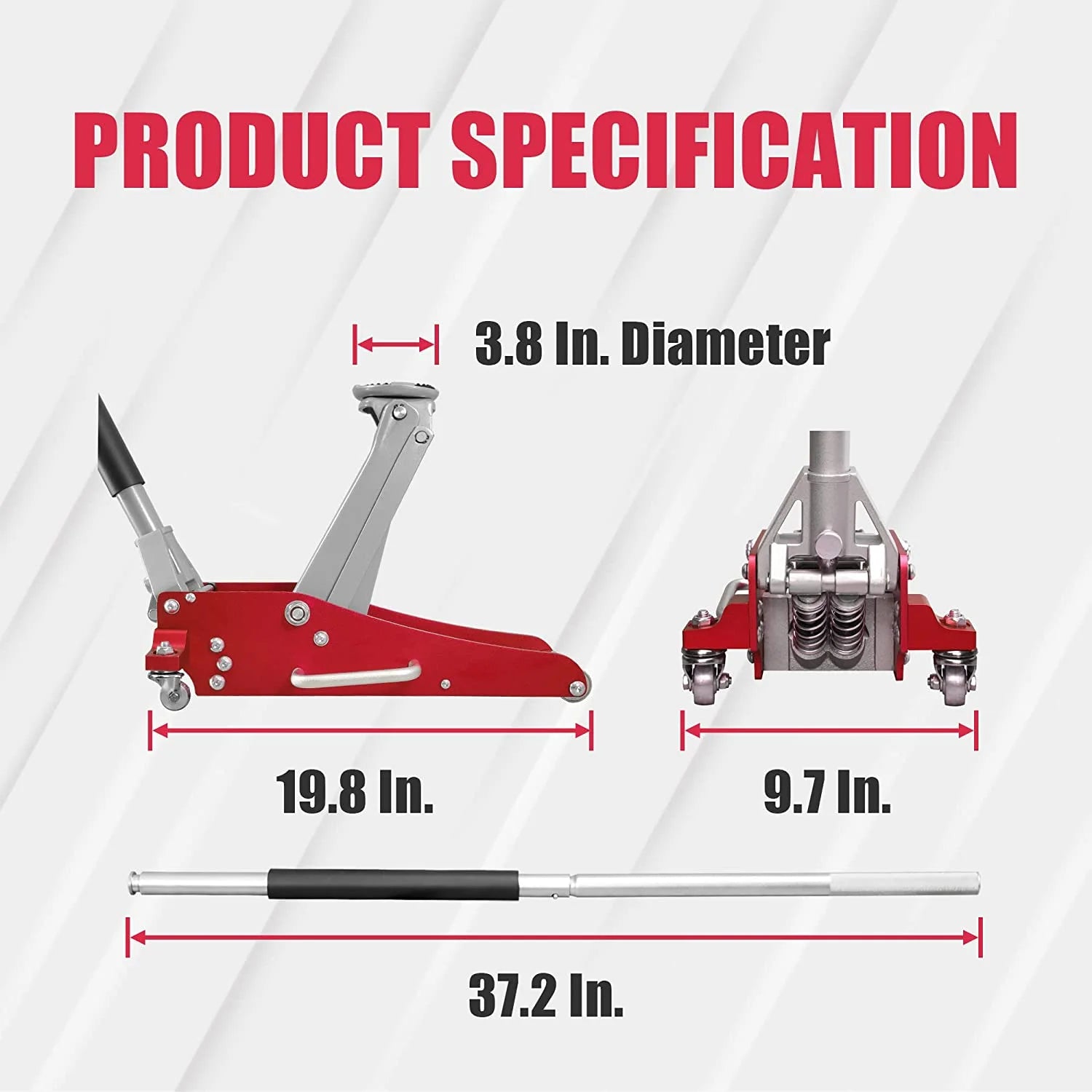 Big Red 1.5 Ton Floor Jack Aluminum and Steel Hydraulic Low Profile Car Jack Quick Lift (3,000 lb) Capacity,Red