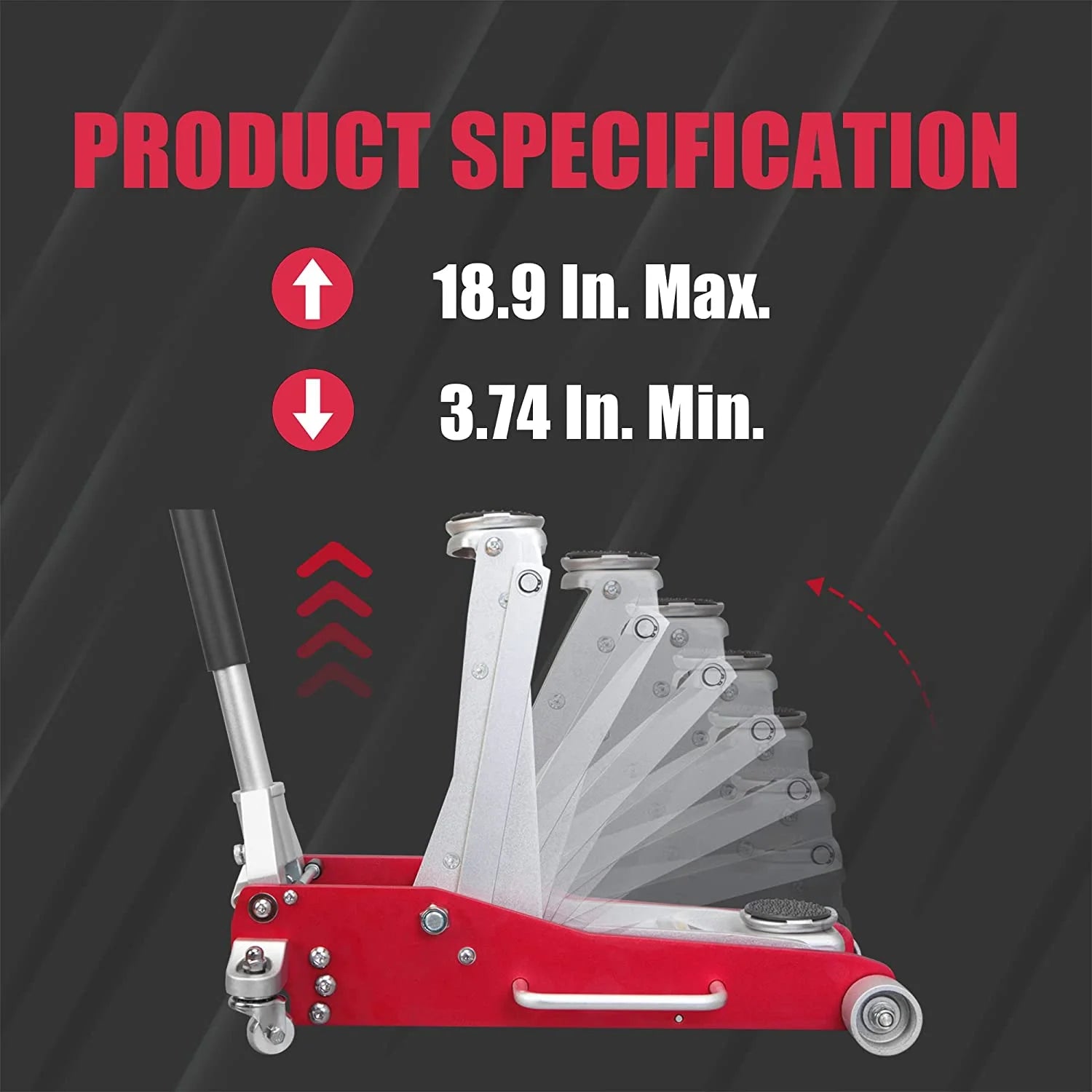 BIG RED 3 Ton Professional Low Profile Aluminum Floor Jack Steel Hydraulic Car Lift Jack,Red