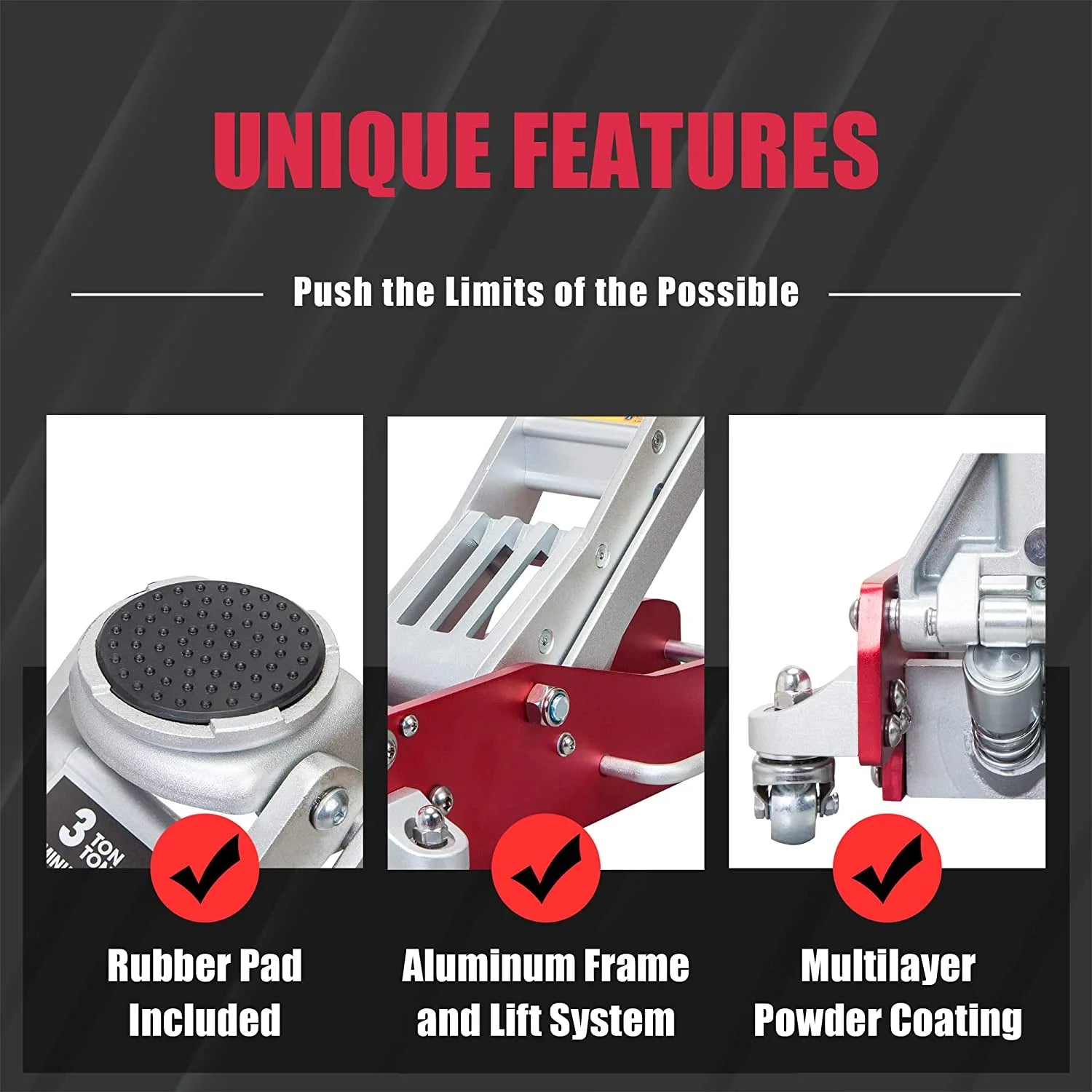 BIG RED 3 Ton Professional Low Profile Aluminum Floor Jack Steel Hydraulic Car Lift Jack,Red