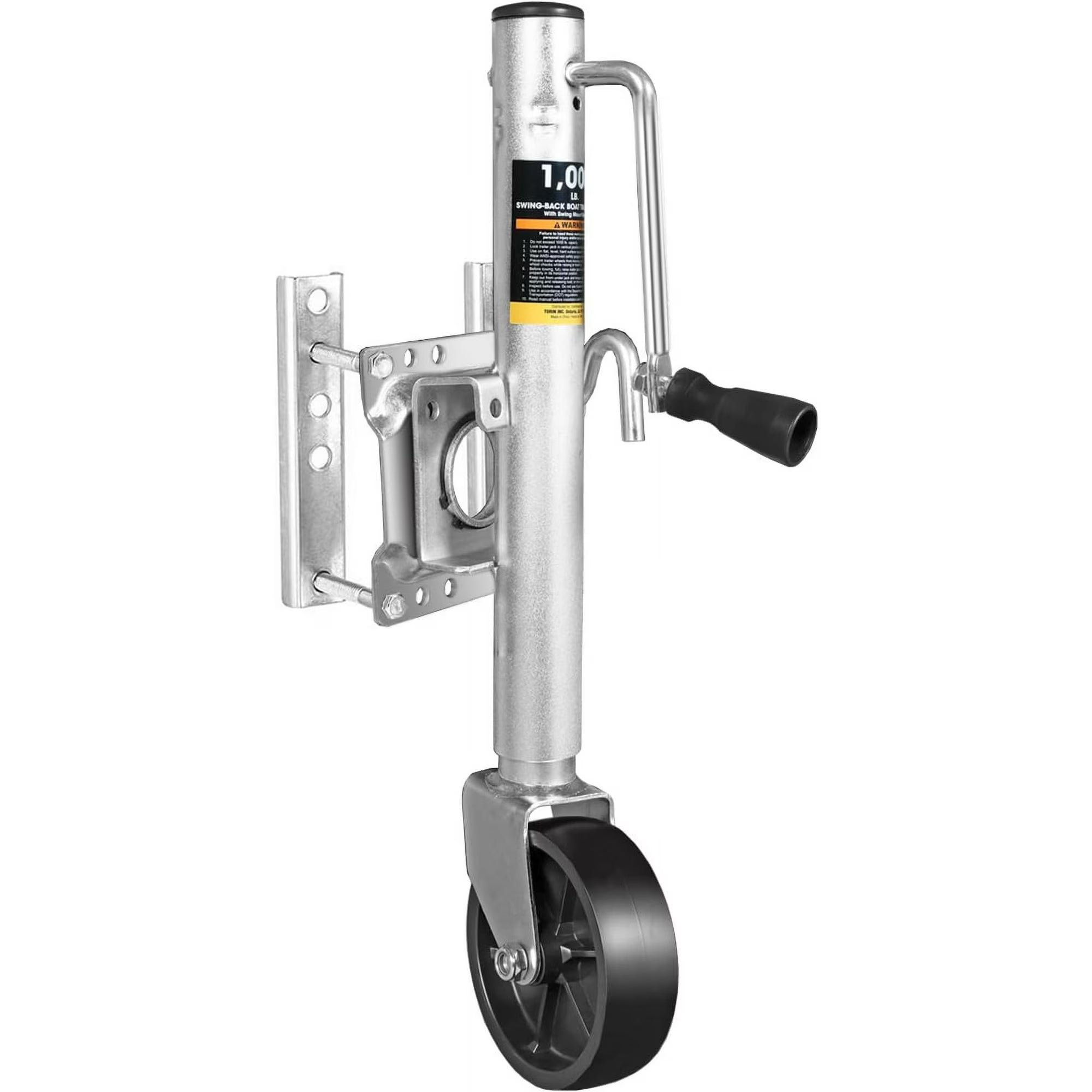 BIG RED Boat Trailer Jack 6" Singel Wheel Swing-Back Bolt-on Steel Trailer Jack,1000 lbs