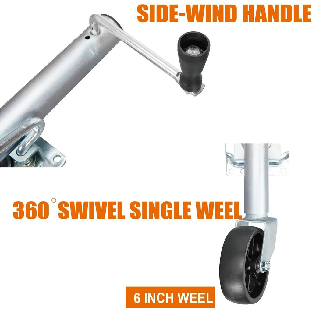 BIG RED Boat Trailer Jack 6" Singel Wheel Swing-Back Bolt-on Steel Trailer Jack,1000 lbs