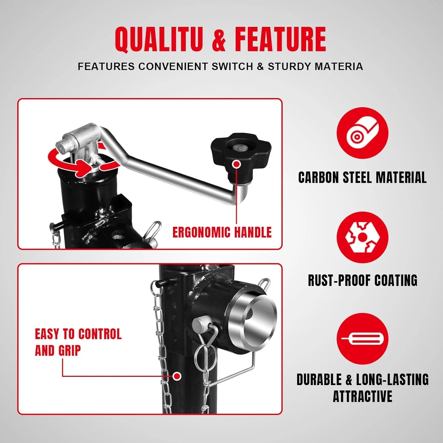 BIG RED Swivel Trailer Jack Weld on Pipe Mount,2000 LBs Capacity