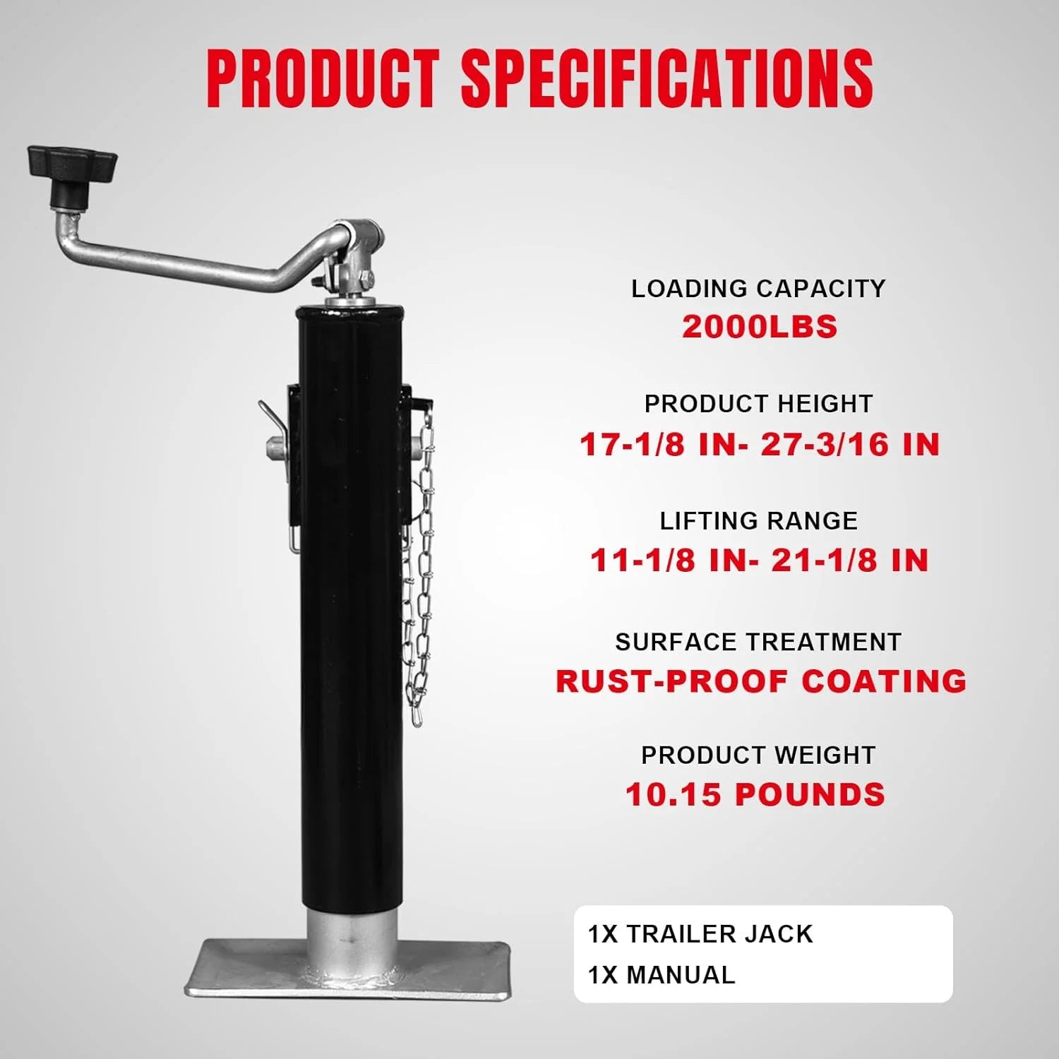 BIG RED Swivel Trailer Jack Weld on Pipe Mount,2000 LBs Capacity