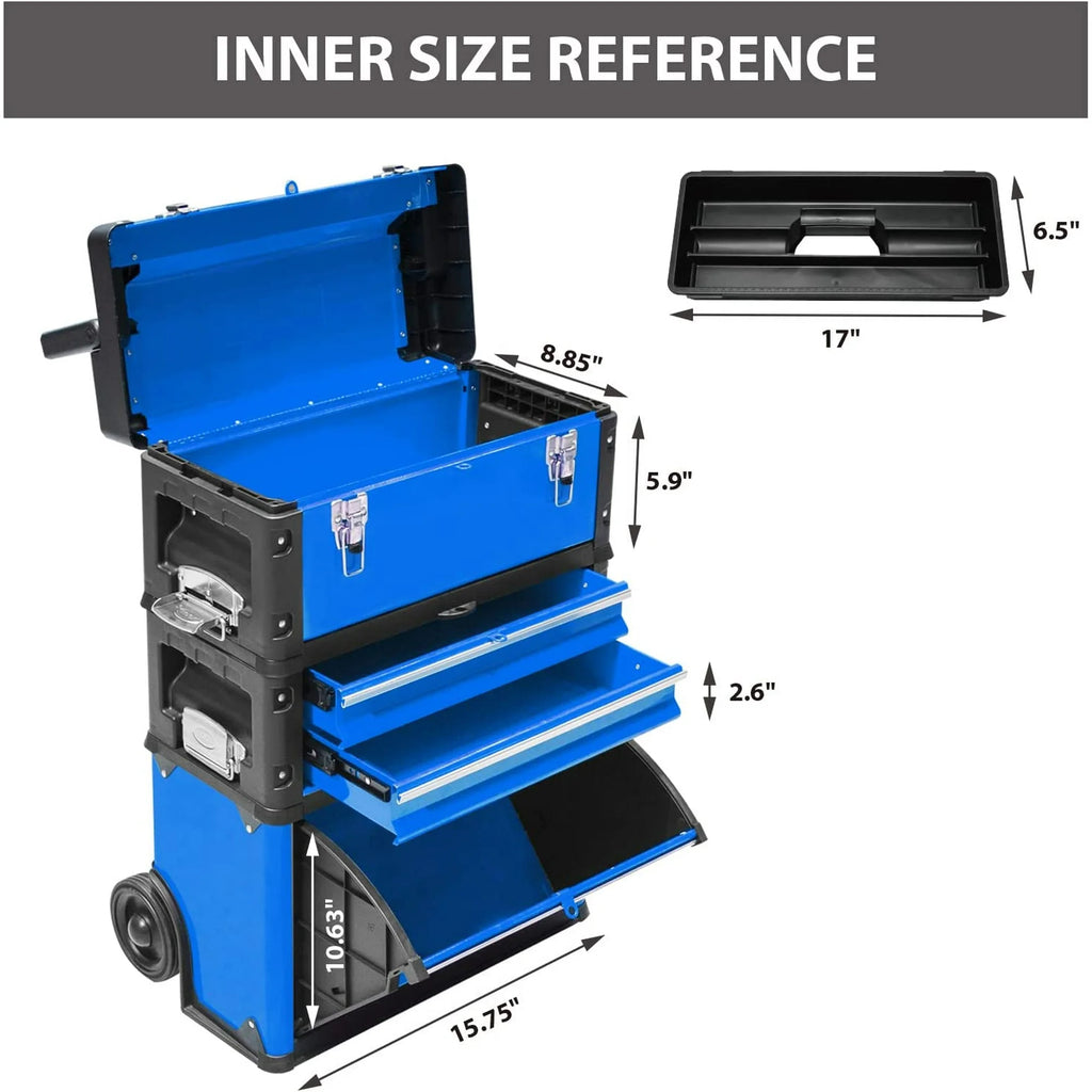 Big Red Stackable Rolling Tool Box/Chest/Cabinet with Drawerd and Wheels for Garage Workshop