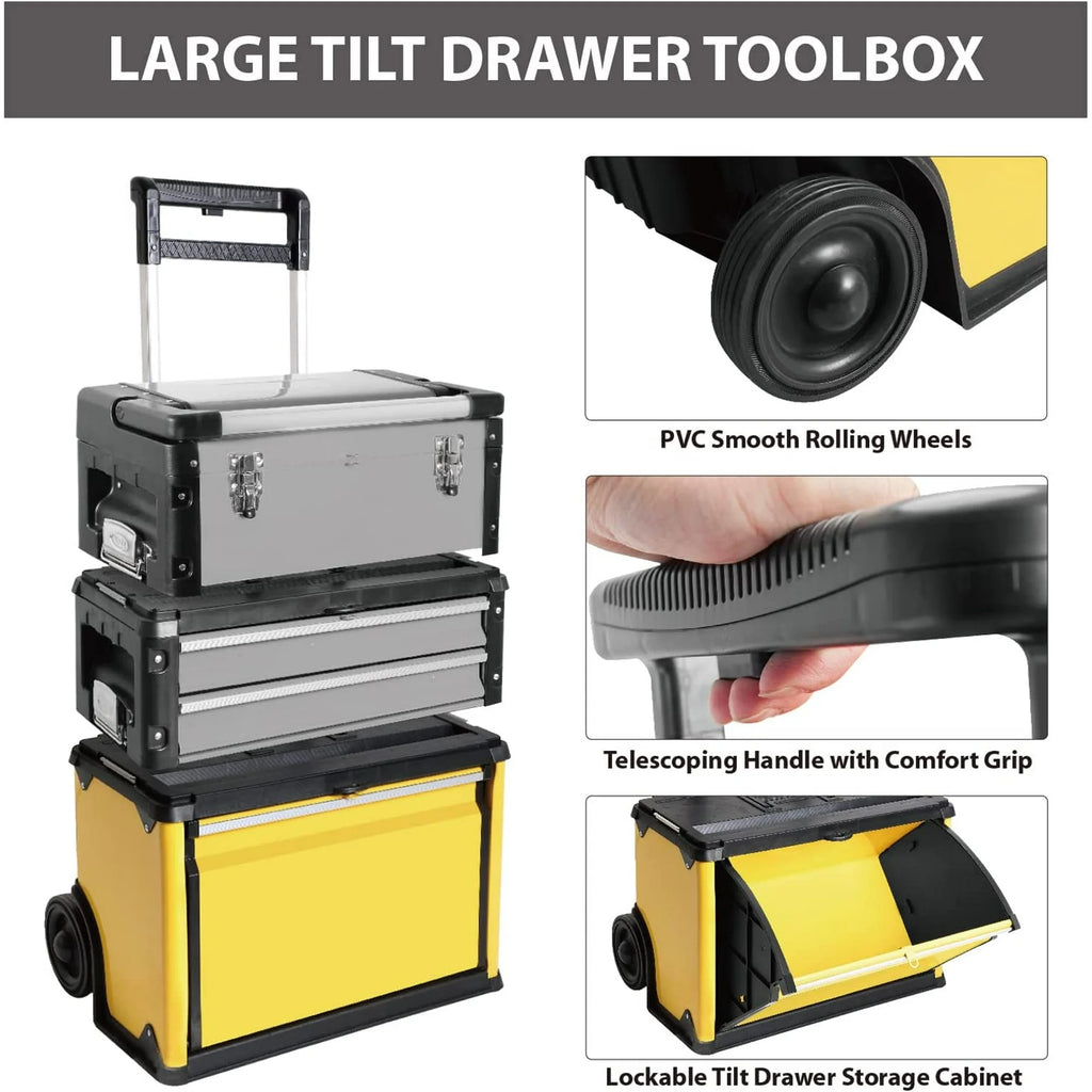 Big Red Stackable Rolling Tool Box/Chest/Cabinet with Drawerd and Wheels for Garage Workshop