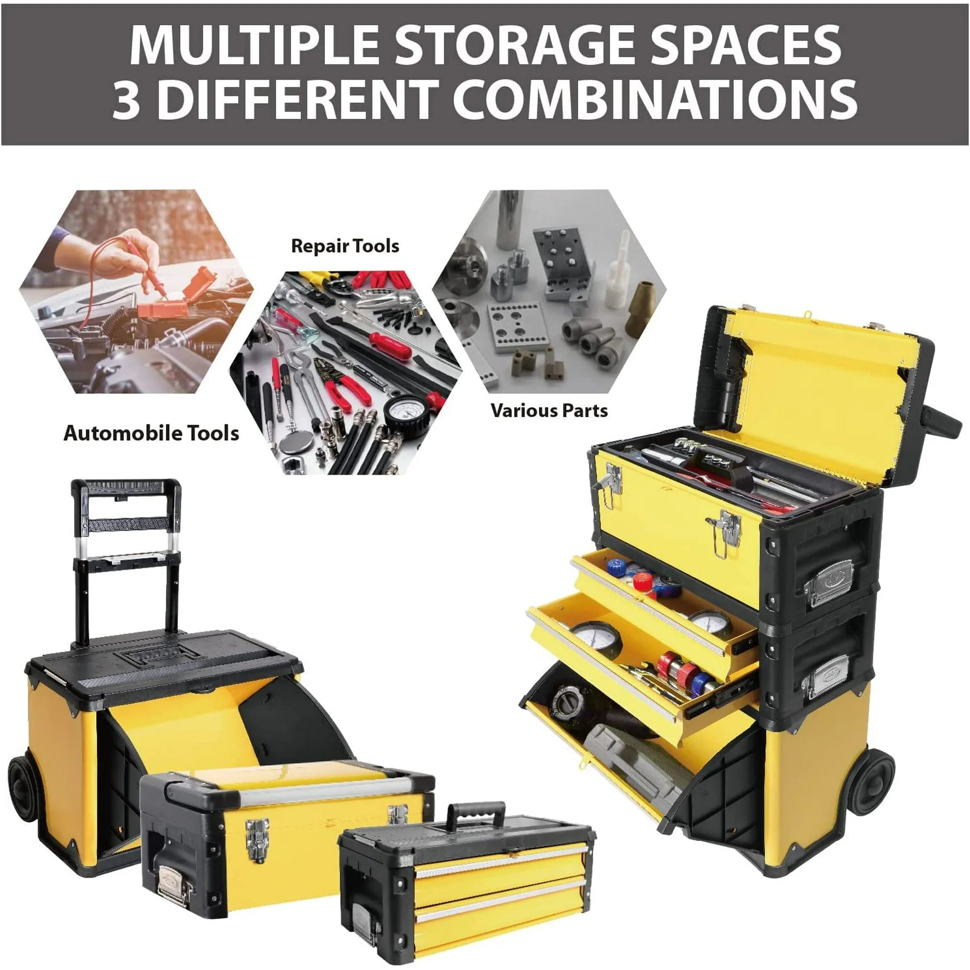 Big Red Stackable Rolling Tool Box/Chest/Cabinet with Drawerd and Wheels for Garage Workshop