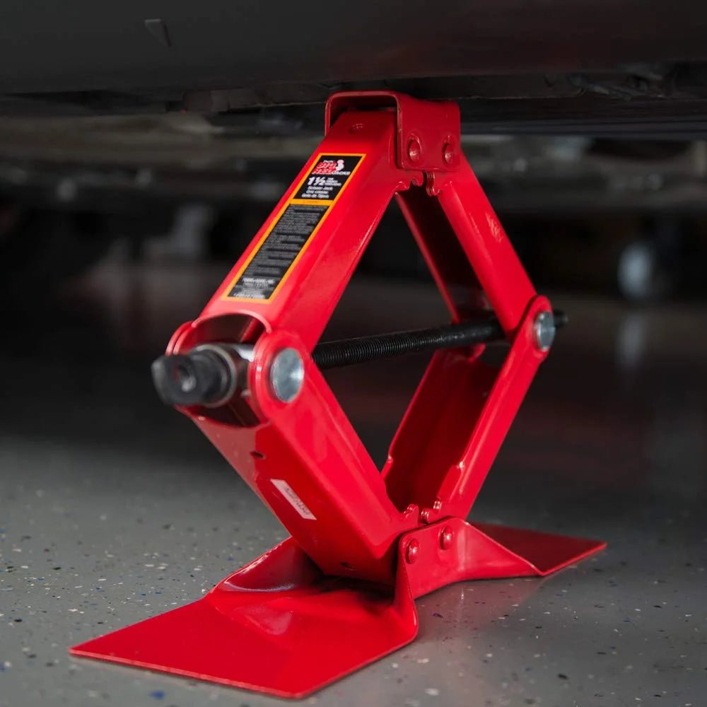 BIG RED Wide Base Cross Car Scissor Jack: Steel Portable Quick Lift 1.5 Ton (3,000 lb) Capacity