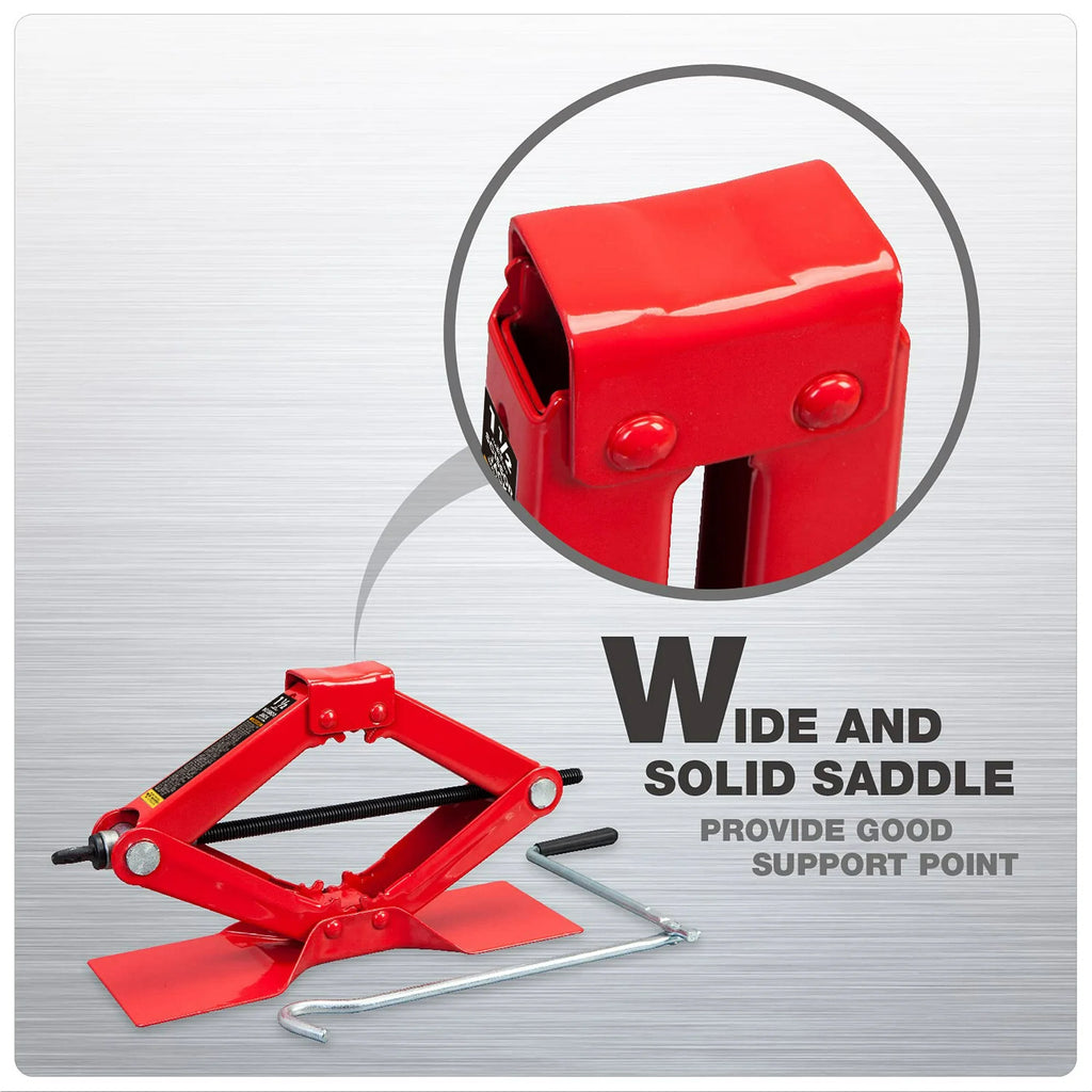 BIG RED Wide Base Cross Car Scissor Jack: Steel Portable Quick Lift 1.5 Ton (3,000 lb) Capacity