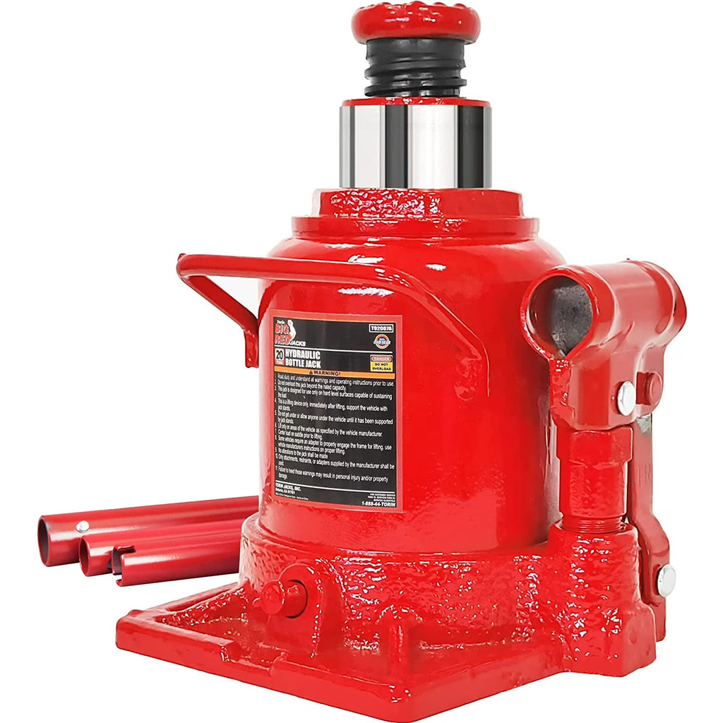 Big Red 20 Ton Hydraulic Stubby Low Profile Welded Bottle Jack for Car (40,000 lbs) Capacity, Red