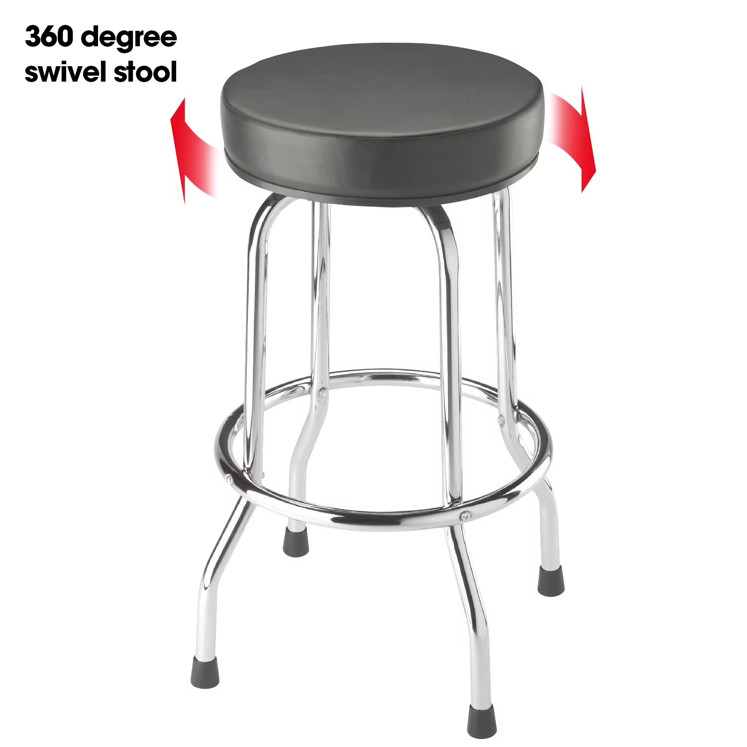 BIG RED Swivel Bar Stool: Padded Garage/Shop Seat with Chrome Plated Legs