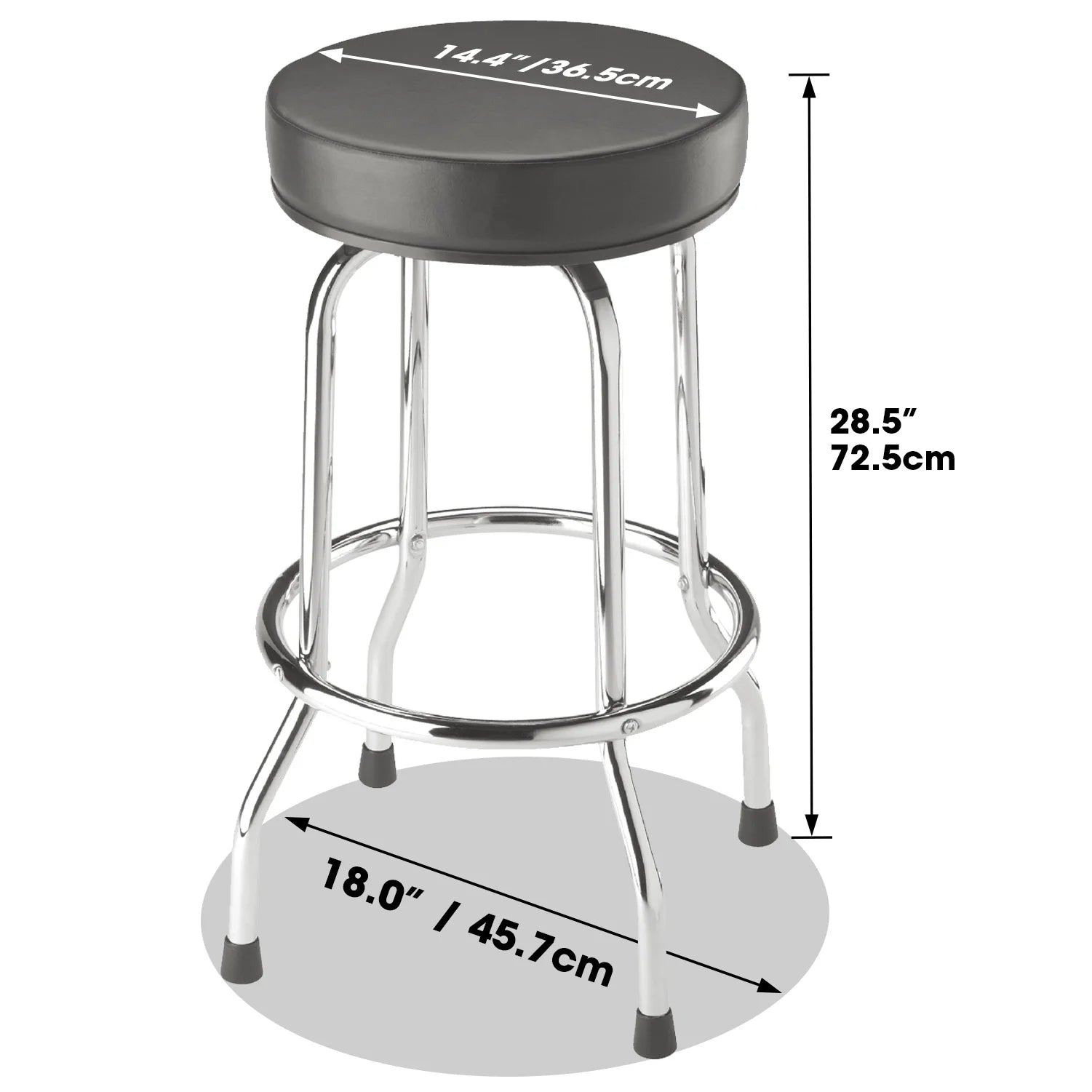 BIG RED Swivel Bar Stool: Padded Garage/Shop Seat with Chrome Plated Legs