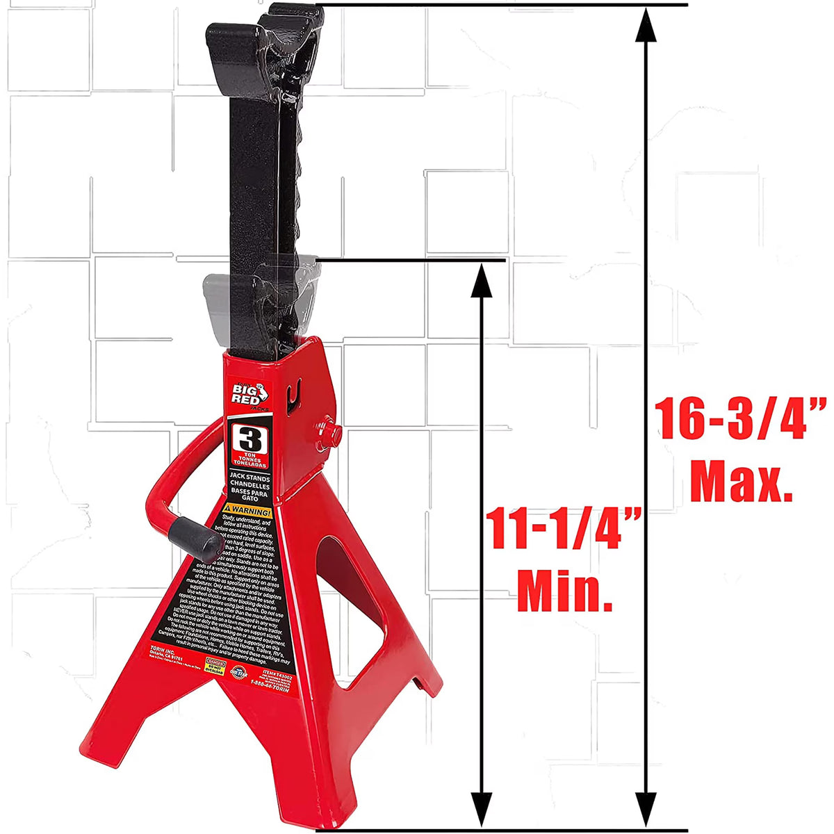 Big Red 3 Ton Steel Jack Stands for Car (6,000 lbs) Capacity, Red, 1 Pair, W4322